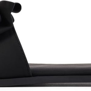 Womens Bow Flat Sandals Open Saquare Toe Sandals Comfortable Slide Slip On Sandals for Wedding Beach Vacation