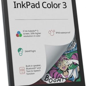 PocketBook InkPad Color 3 E Ink E-Reader 32GB - Enhanced 7.8'' Color E-Paper Display-Eye-Friendly Audio-Book & E-Book Reader-Text-to-Speech-SMARTlight, Bluetooth, Built-in Speaker-Waterproof
