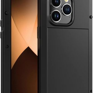 Marrkey for iPhone 13 Pro Max Case,360 Full Body Protective Cover Heavy Duty Shockproof Tough Armour Aluminum Metal Case with Silicone Built-in Screen Protector for iPhone 13 Pro Max 6.7" - Black