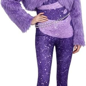 Disfraz de gacela para mujer, vestido rojo, overol morado, traje de Halloween