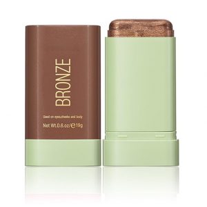 Barra de rubor de maquillaje multiusos, barra de rubor sólido teñido de belleza, contorno facial, barra hidratante impermeable, adecuada para todas las pieles (4# brillo playa)