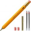 WN03 Wooden Mechanical Pencil Set, 2.0mm Extra Bold, Thick Barrel, Incense Cedar Yellow Pencil with Lead Refills (HB, B), Eraser Refills, and Brass Sharpener for Writing, Sketching, Drawing