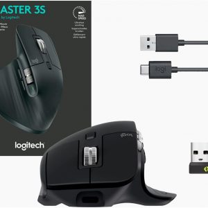 Logitech MX Master 3S - Wireless Performance Mouse with Ultra-Fast Scrolling, Ergo, 8K DPI, Track on Glass, Quiet Clicks, USB-C, Bluetooth, Windows, Linux, Chrome (Black)
