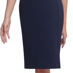 Calvin Klein Minivestido de crepé de buceo con tulipán de manga corta para mujer