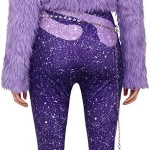 Disfraz de gacela para mujer, vestido rojo, overol morado, traje de Halloween