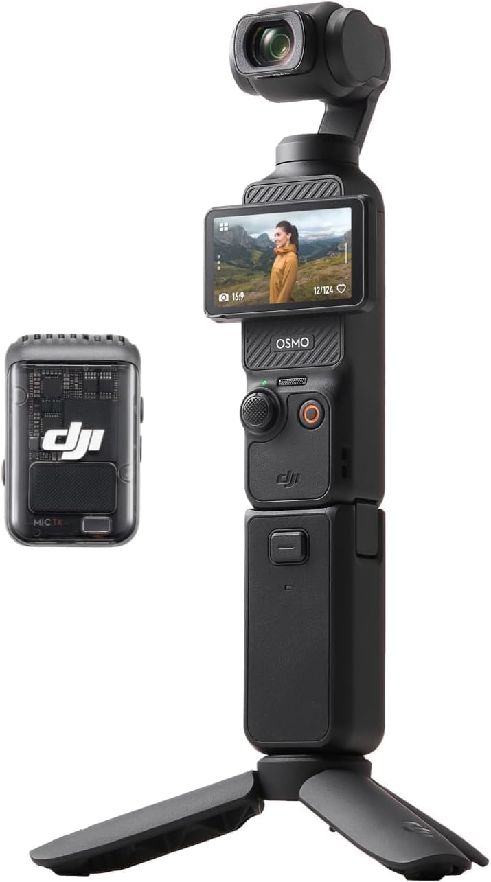DJI Osmo Pocket 3 Creator Combo, cámaras de vlogging con CMOS de 1 pulgada, cámara de vlog 4K/120fps, estabilización de 3 ejes, seguimiento de rostro/objeto, micrófono incluido para sonido claro
