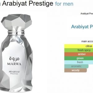my perfumes Arabiyat Prestige Marwa Eau de Parfum, 100ml, Silver For Men Made in UAE