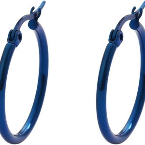 Edforce Stainless Steel Rounded Hoops Earrings (20mm-60mm Diameter)