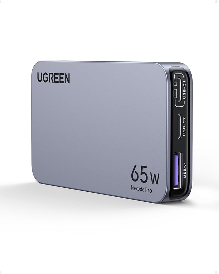 UGREEN Nexode Pro 65W GaN USB C Cargador de Pared Delgado de 3 Puertos, Cargador Compacto Rápido PPS para iPhone Serie 17/16/15, MacBook Air, iPad Pro, Galaxy S25/S24, Pixel 10/9, Steam Deck