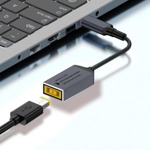 USB C to Slim Tip Adapter, 100W PD3.0 Fast Charging for Convert Square Charger to Type-C Power for Lenovo Thinkpad MacBook Chromebook, Nintendo Switch, and Any USB C Devices, Input 15-20VDC