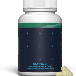 Blueprint Bryan Johnson Omega-3 - Vegan Algae Omega 3 Supplement with EPA/DHA - 800mg Plant-Based for Brain, Heart & Joint Support - High Absorption Triglyceride Form - 1:1 EPA/DHA
