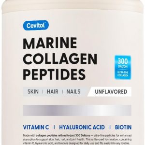 Péptidos de Colágeno Marino - Polvo de Colágeno Ultrafino Hidrolizado para Mujeres y Hombres, Ácido Hialurónico, Biotina, Vitamina C, para Piel, Cabello, Uñas, Articulaciones, Sin OGM, Sin