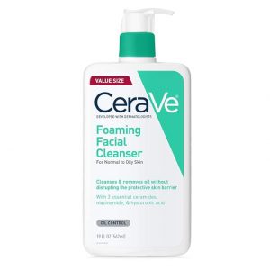 CeraVe Limpiador Facial Espumoso, Lavado Facial Diario para Piel Grasa, Ácido Hialurónico + Ceramidas + Niacinamida, Sin Fragancia y Sin Parabenos, Lavado Facial de Control de Grasa que No Reseca, 19