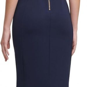 Calvin Klein Minivestido de crepé de buceo con tulipán de manga corta para mujer