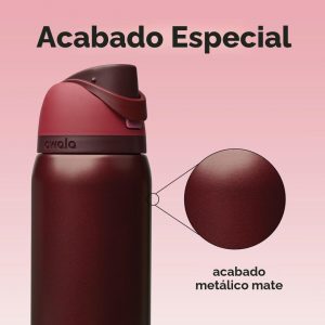 Owala FreeSip - Botella de agua aislada de acero inoxidable con popote, botella de agua deportiva sin BPA, ideal para viajes, 32 onzas, cereza negra