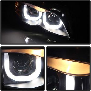 ACANII - Para [Modelo Halógeno] 2002-2005 BMW E46 Sedán Serie 3, Faros LED Tubo Negro, Proyector de Luz de Ensamblaje