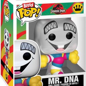 Funko Bitty Pop! Jurassic Park: Mr. DNA, Dilophosaurus Fossil, Dennis Nedry y Dilophosaurus, con una figura 1 en 6 de oportunidad para una sorpresa – 0.9 pulgadas (0.9 in) coleccionable – Idea de regalo – Decoración para pastel