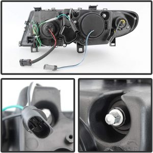 ACANII - Para [Modelo Halógeno] 2002-2005 BMW E46 Sedán Serie 3, Faros LED Tubo Negro, Proyector de Luz de Ensamblaje