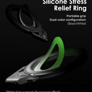 Aulumu G09 Magnetic Ring Grip | Omnidirectional Rotation | MagSafe Compatible | Aluminium Alloy Construction | Stable Dual-Sided Magnetic Attachment | Includes Handle Ring Phone Stand- Black