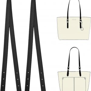 Premium Microfiber Leather Shoulder Strap Replacement for Michael Kors Basket Bags, 2 Pieces Adjustable Purse Handle Straps, Soft Durable MK Tote Bag Straps (Black, 31.9", Width 0.5")