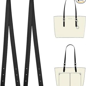 Premium Microfiber Leather Shoulder Strap Replacement for Michael Kors Basket Bags, 2 Pieces Adjustable Purse Handle Straps, Soft Durable MK Tote Bag Straps (Black, 31.9", Width 0.5")