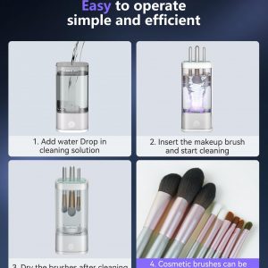 2026 Upgrade Makeup Brush Cleaner Machine【NO.1-12X Cleaning Power】Electric Makeup Brush Cleaner【SGS Certified - 10000RPM Turbo Motor】Sonic Vortex Cleaning Tech, Suitable for All Brush Brushes，White