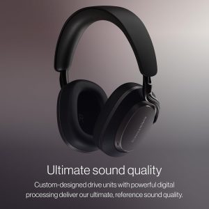 Bowers & Wilkins Px8 S2 Wireless Over-Ear Headphones, Active Noise Cancelling & Transparency Mode, High-Res Playback, 30H Playtime with Quick Charge Support, Bluetooth Headphones, Onyx Black