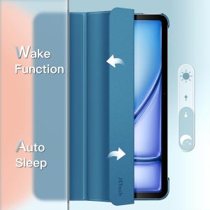 JETech Funda para iPad Air de 11 pulgadas M3/M2 (2025/2024), iPad Air 5/4 (2022/2020 5ª/4ª generación de 10,9 pulgadas), carcasa trasera rígida con soporte delgado con activación/suspensión automática