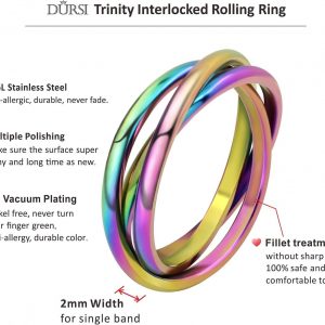 Trinity Interlocked Rolling Triple Ring for Women Girls Kids, Stainless Steel Cross Stacking Puzzle Ring for Fidget Anxiety, Minimalist Promise Engagement Wedding Ring