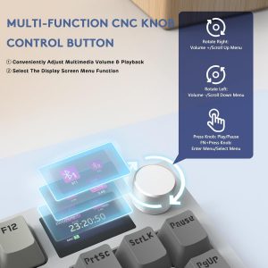 ATTACK SHARK Teclado mecánico RK86 RGB 75% con junta inalámbrica, triple modo Bluetooth5.0/2.4G/USB-C 82 teclas, teclado para juegos intercambiable en caliente, batería de 4000 mAh con perilla y pantalla OLED HD de 1.2 pulgadas, interruptores lineales