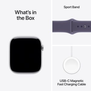 Apple Watch Series 11 [GPS 46mm] Smartwatch with Silver Aluminum Case with Purple Fog Sport Band - M/L. Sleep Score, Fitness Tracker, Health Monitoring, Always-On Display, Water Resistant