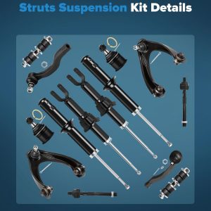 Struts Kit de suspensión de choque para Honda Civic 1996 1997 1998 1999 2000 Amortiguador delantero Amortiguador trasero Rótula articulación de rótula Brazo de control de extremo y articulación