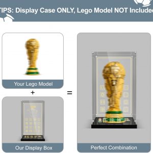 Vitrina acrílica para Lego 43020 FIFA World Cup Trophy Building Set, caja a prueba de polvo con iluminación LED y estructura de tornillo de metal (solo funda, modelo no incluido)