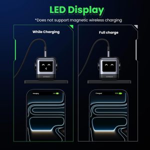 UGREEN Uno - Bloque de cargador USB C de 65 W, Nexode 3 puertos GaN cargador rápido con pantalla, divertidos regalos de robot para hombres y mujeres, compatible con iPhone 17, MacBook Pro/Air/Neo, XPS, Galaxy S26, Steam Deck, negro