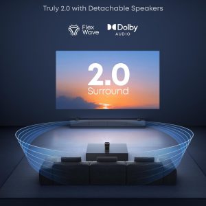 soundcore Nebula P1 Portable GTV Projector with Detachable Speakers, 650 ANSI Lumens, 1080P, 20W Truly 2.0 Surround Sound, Dolby Audio, Built-In Gimbal, Auto Adjustment, 180" Big Screen, Carry Handle