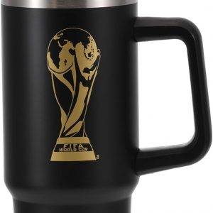 Official FIFA World Cup 2026 Edition - 30oz Insulated Double Tumbler W/Handle & Straw - Premium Stainless Steel- Handwash Only - Keep Beverages Hot 12 hr/Cold 24 hr - Black