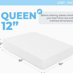 Neo Sleep Colchón de espuma viscoelástica de gel refrescante tamaño Queen de 12 pulgadas para un sueño fresco, alivio de presión firmeza media, espuma certificada CertiPUR-US, colchón cómodo y de apoyo en una caja, sin fibra de vidrio (tamaño Queen, 12 pulgadas)