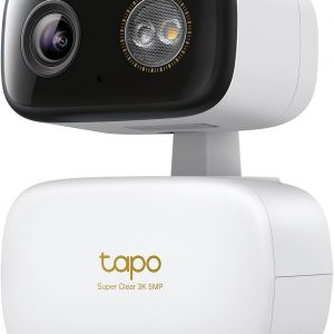 Tapo 3K 5MP Cámara de seguridad Pan/Tilt para interiores/exteriores, detección gratuita de personas/vehículos/llanto de bebé y seguimiento de movimiento 360°, visión nocturna a color, SD/nube