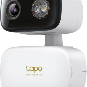 Tapo 3K 5MP Cámara de seguridad Pan/Tilt para interiores/exteriores, detección gratuita de personas/vehículos/llanto de bebé y seguimiento de movimiento 360°, visión nocturna a color, SD/nube