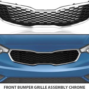 CHEDA Parachoques Delantero Rejilla Superior Ensamble Cromado Compatible con Kia Forte SX/EX/LX 2014-2016 KI1200156, 86350A7500, 86350-A7500