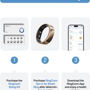RingConn Gen 2 Air, Ultra-Thin AI Smart Ring, 10-Day Battery Life, Fitness/Sleep/Stress/HR Tracker for Women&Men, No App Fee for Standard Features, iOS & Android Compatible (Size 10, Dune Gold)