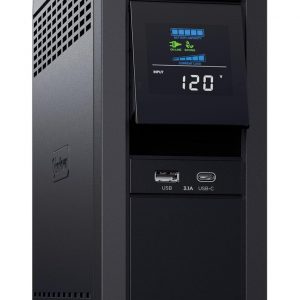 CyberPower CP1500PFCLCD PFC Sinewave UPS Sistema de respaldo de batería y protector contra sobretensiones, 1500VA/1000W, 12 tomacorrientes, AVR, minitorre; Certificado UL