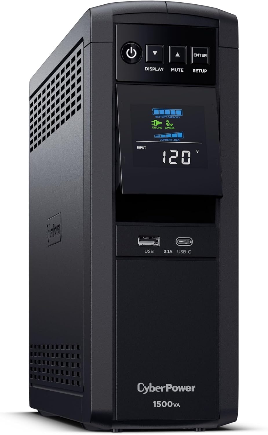 CyberPower CP1500PFCLCD PFC Sinewave UPS Sistema de respaldo de batería y protector contra sobretensiones, 1500VA/1000W, 12 tomacorrientes, AVR, minitorre; Certificado UL