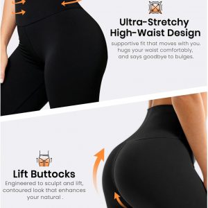 Bluemaple High Waisted Leggings for Women - Tummy Control Pants Non See Through Workout Soft Yoga Pants for Running Plus Size