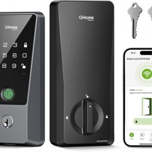 GHome Smart WiFi Deadbolt Locks for Front Door, 5-in-1 Fingerprint Keyless Entry Door Lock, Indoor Smart Lock for Home Hotel with 10000mAh Battery,Work with Alexa & Hey Google, App Control, Auto Lock