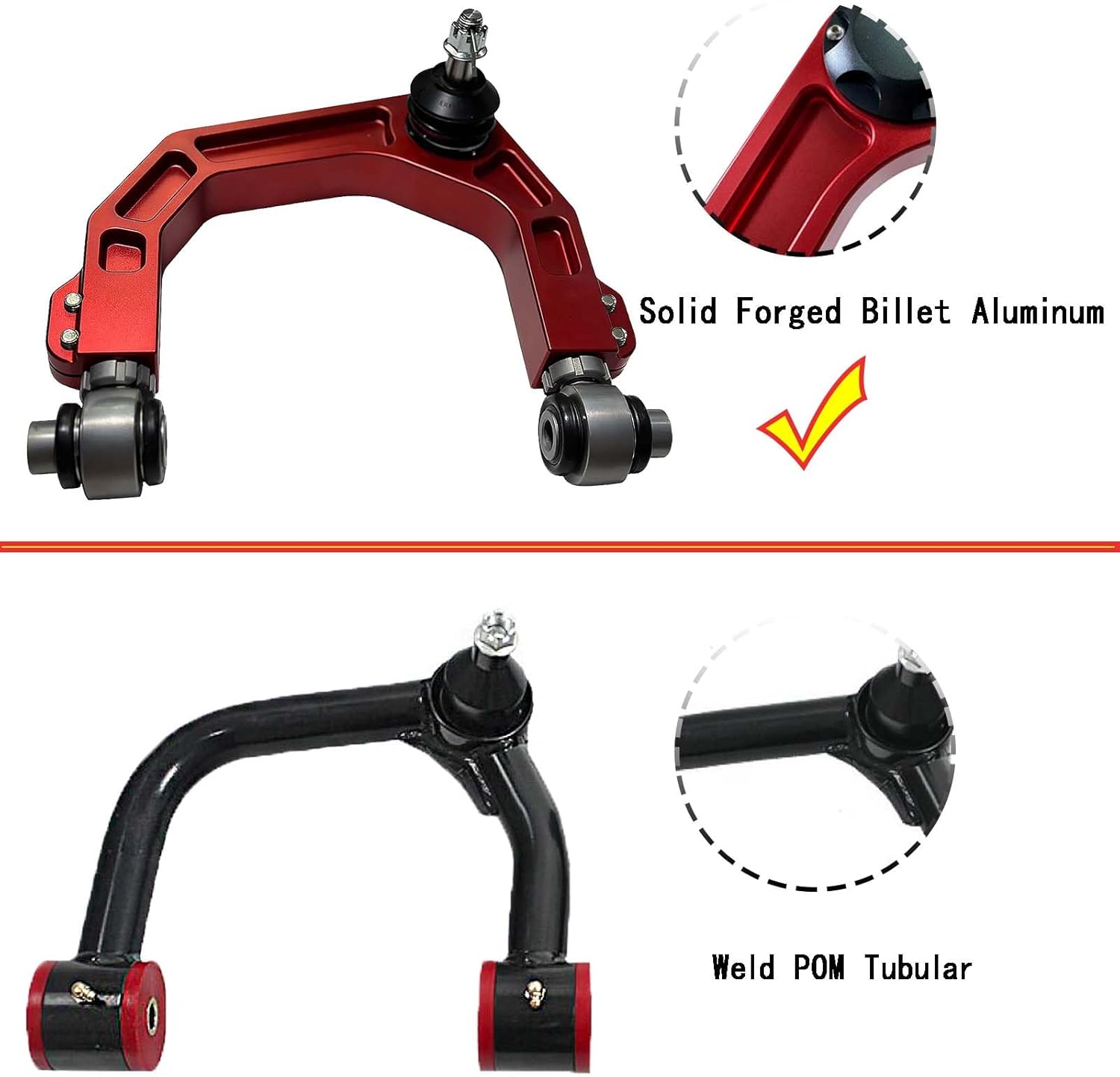BST BSSP Par de brazos de control superiores delanteros para Toyota 4Runner FJ Cruiser 2003-2022 Kit de elevación de 2-4 pulgadas CNC 6061 aluminio billeteado forjado suspensión levantada UCA para
