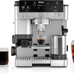 Ninja Luxe Café 3 en 1 - Máquina de café expreso, café por goteo y café frío | Molinillo de café integrado, espumador de leche, manipulación asistida y almacenamiento de accesorios de espresso