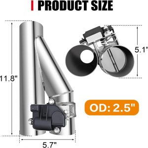 2.5 Inch Electric Exhaust Cutout with Elbow Valved Muffler Valvetronic Exhaust Valve Kit