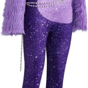 Disfraz de gacela para mujer, vestido rojo, overol morado, traje de Halloween