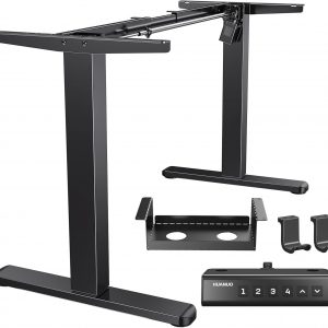 HUANUO Standing Desk Frame with 220lbs Powerful Brushless Motor, Thick T-Shaped Adjustable Desk Legs Made of Automotive-Grade Steel, for Max 75″ x 35″ Desktop, for Home Office, Black Frame Only
